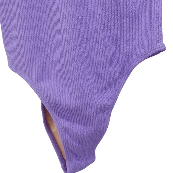 NWT Cotton On One-Piece Swimsuit Sz M Ariel Purple Crinkle Low Back Sleeveless - Picture 4 of 9